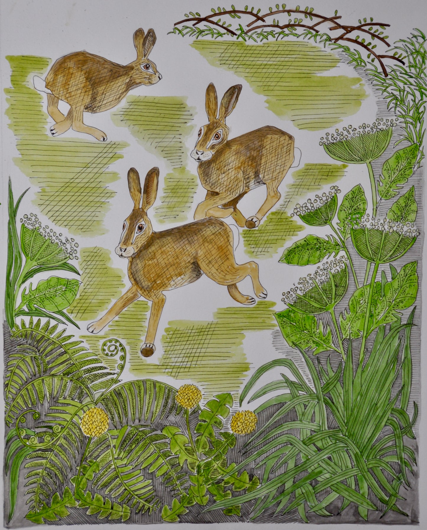 Hare and Otter Tea Towel Set - British Wildlife Kitchen Decor - Anima lLover Gift.