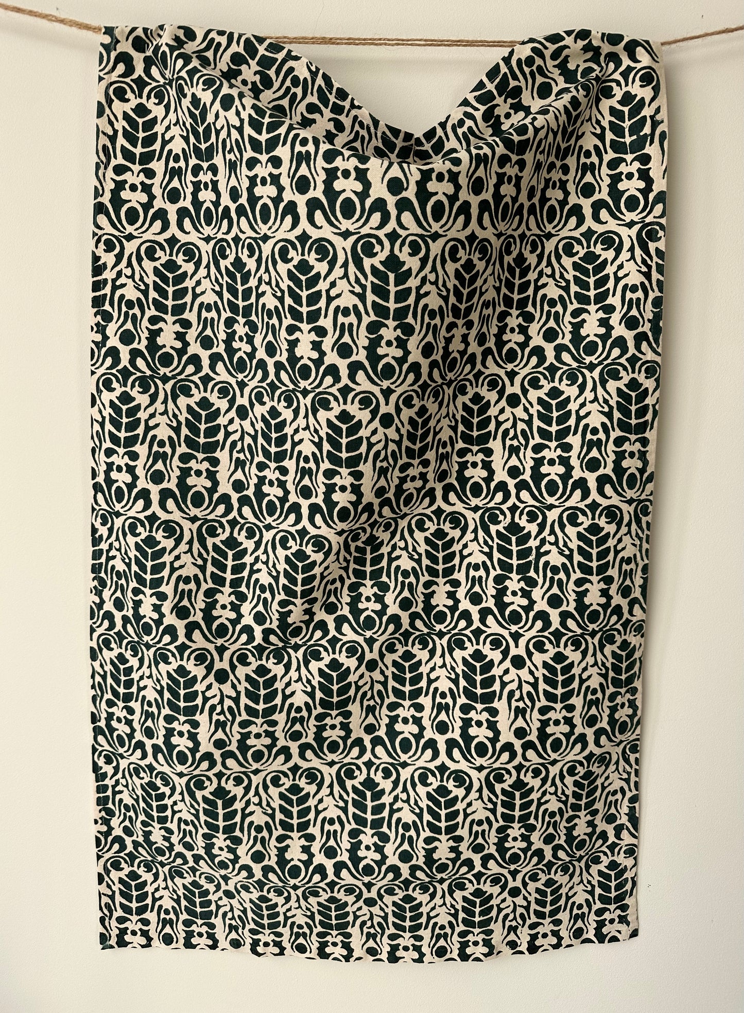 Tea Towels - Dark Green Print