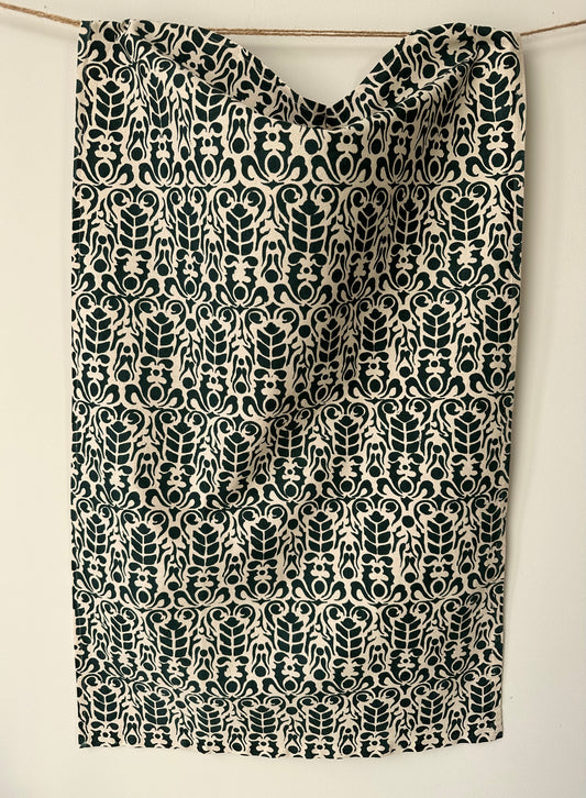 Tea Towels - Dark Green Print