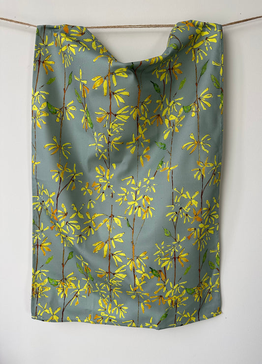 Tea Towels - Teal Forsythia