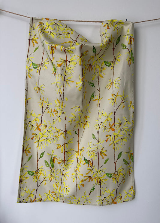 Tea Towels - Cream Forsythia