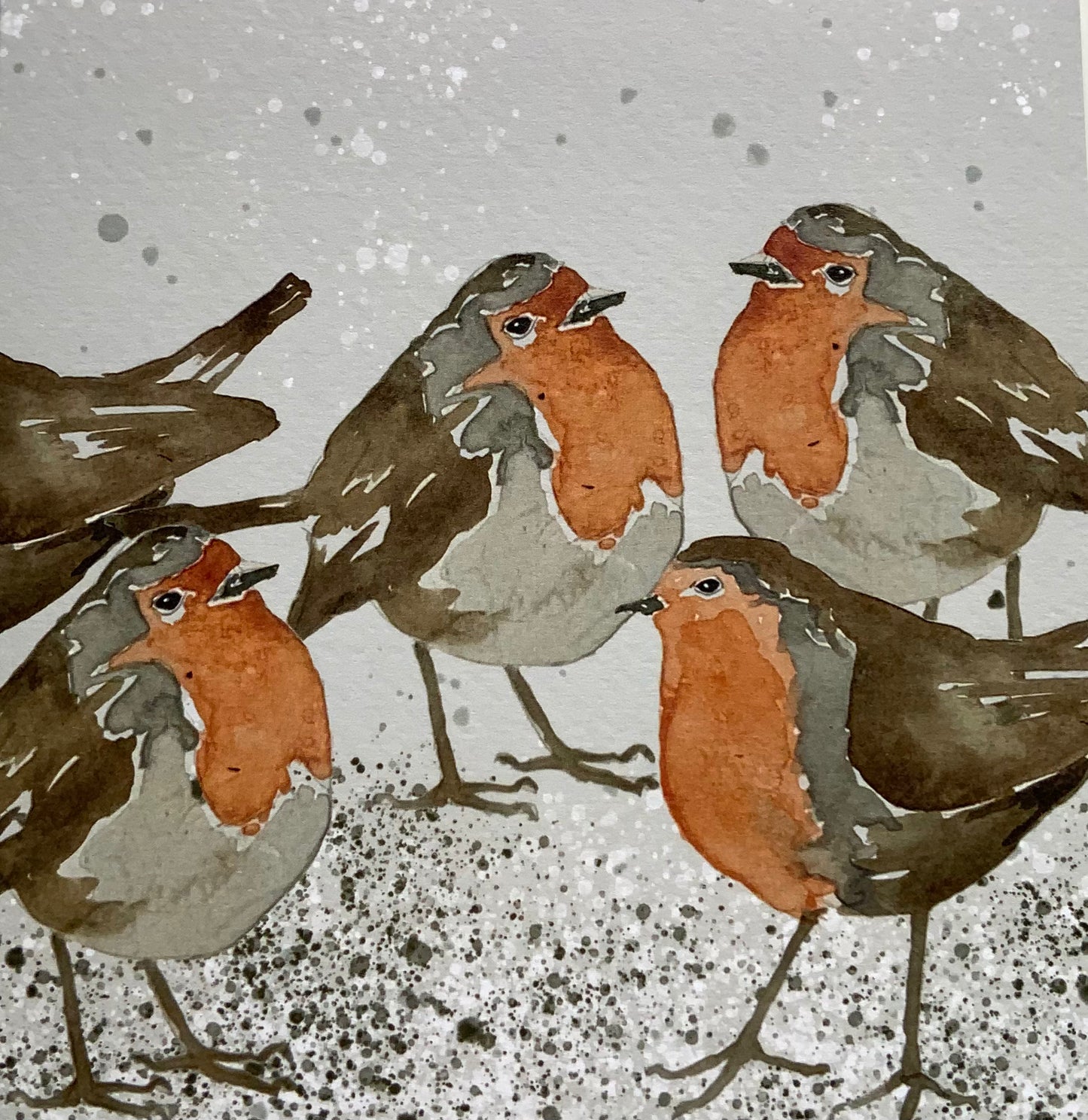 Robins in the Snow Greetings Card
