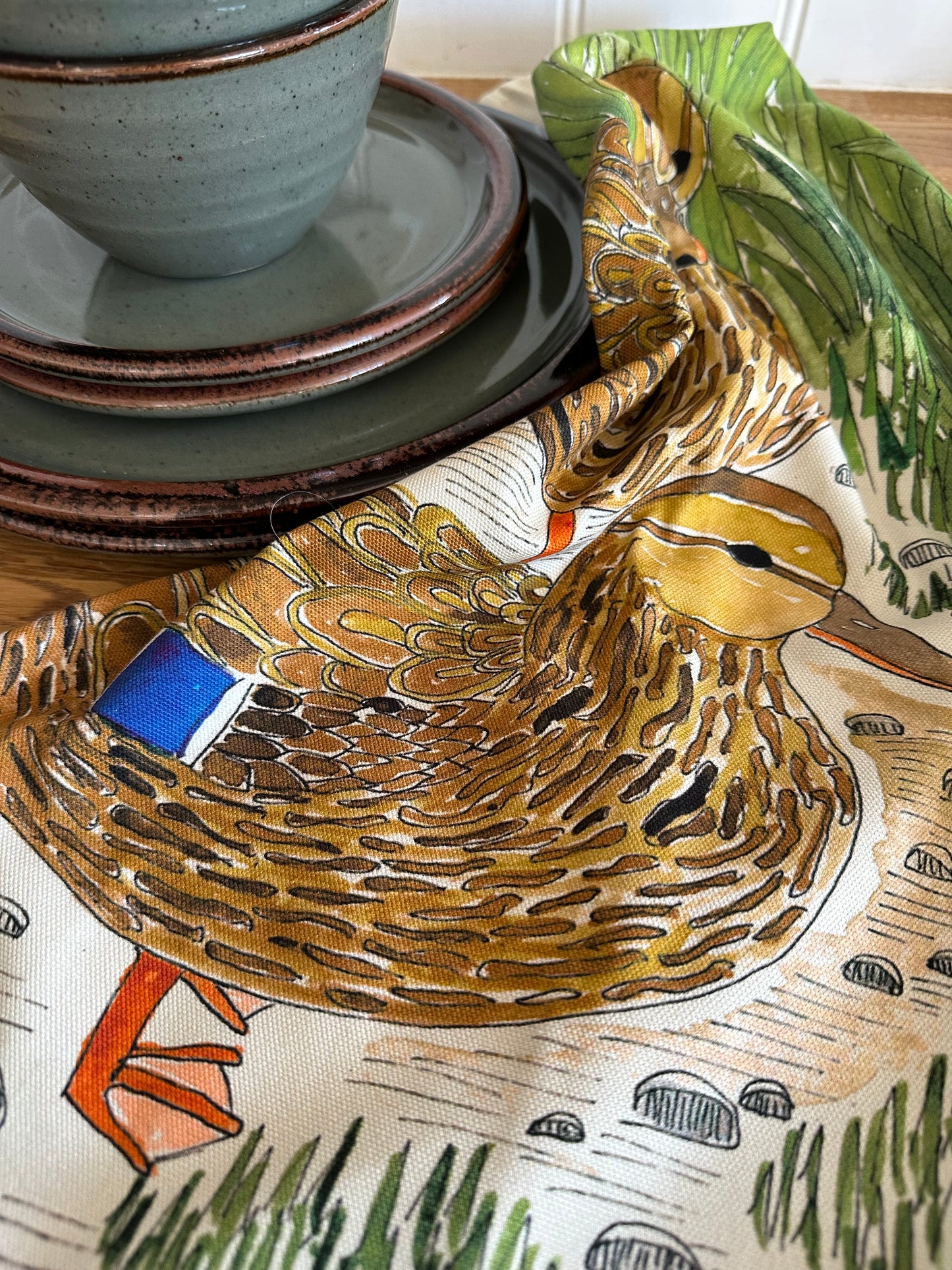 Mallard Ducks Tea Towel - Handcrafted British Wildlife Design