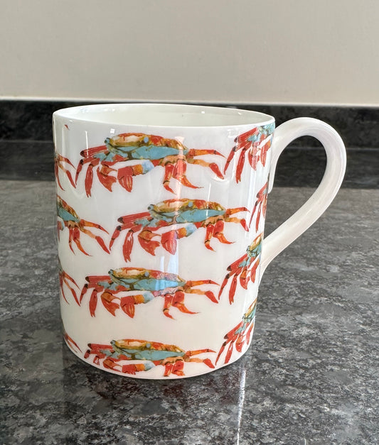 Mugs - Crab Mug - Handcrafted British Coastal Design (Fine Bone China)