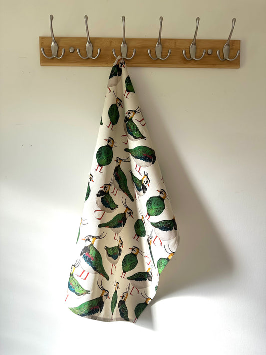 Lapwing Tea Towel - British Wildlife Kitchen Decor - Bird Lover Gift