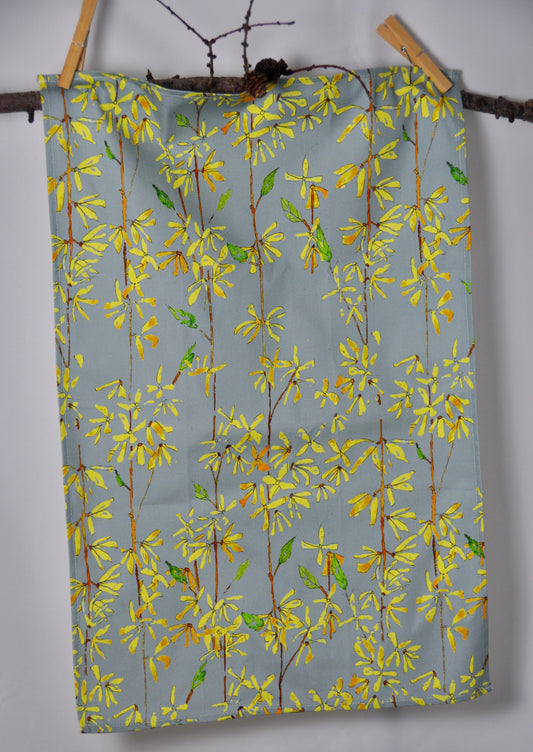 Forsythia Botanical - Handcrafted Cotton Tea Towel