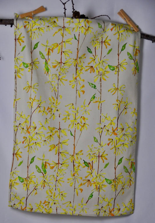 Forsythia Botanical - Handcrafted Cotton Tea Towel