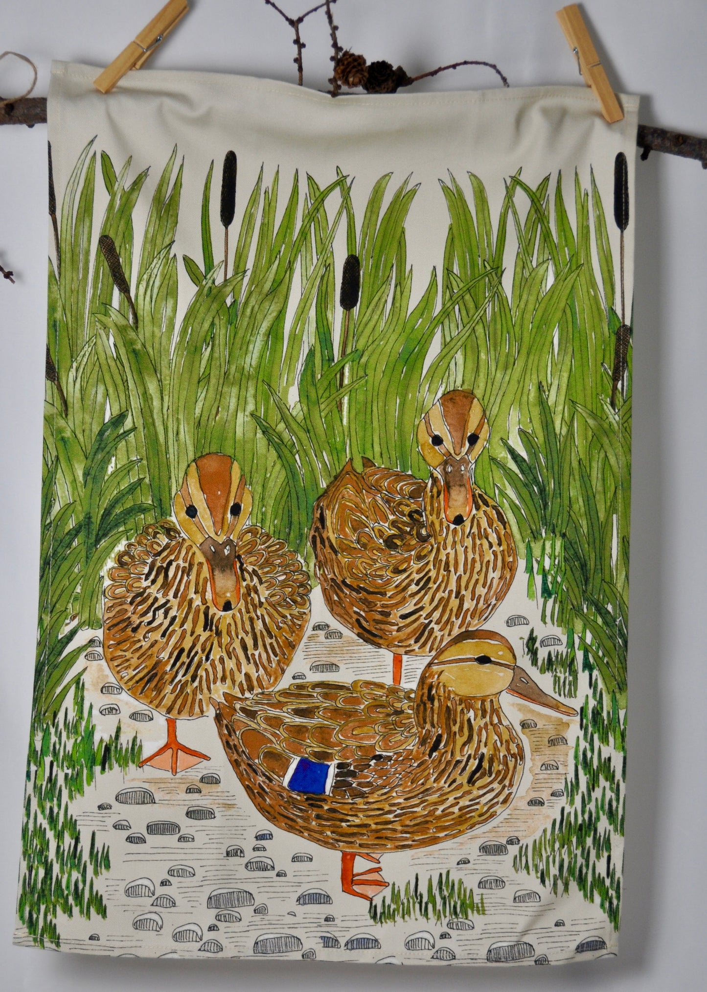 Mallard Ducks Tea Towel - Handcrafted British Wildlife Design
