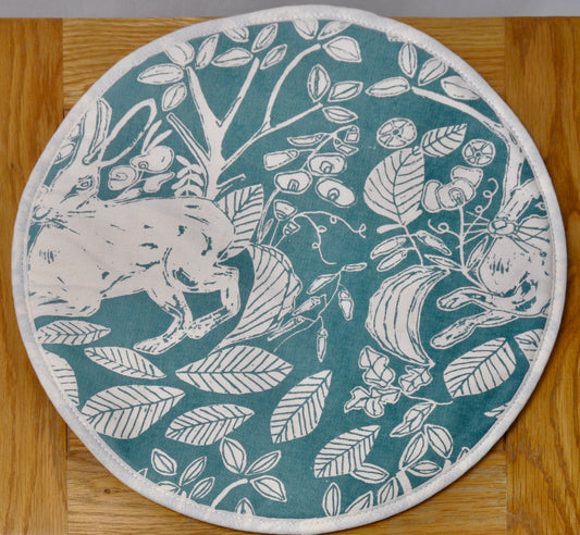 Country Hare Blue - Handcrafted AGA Cover