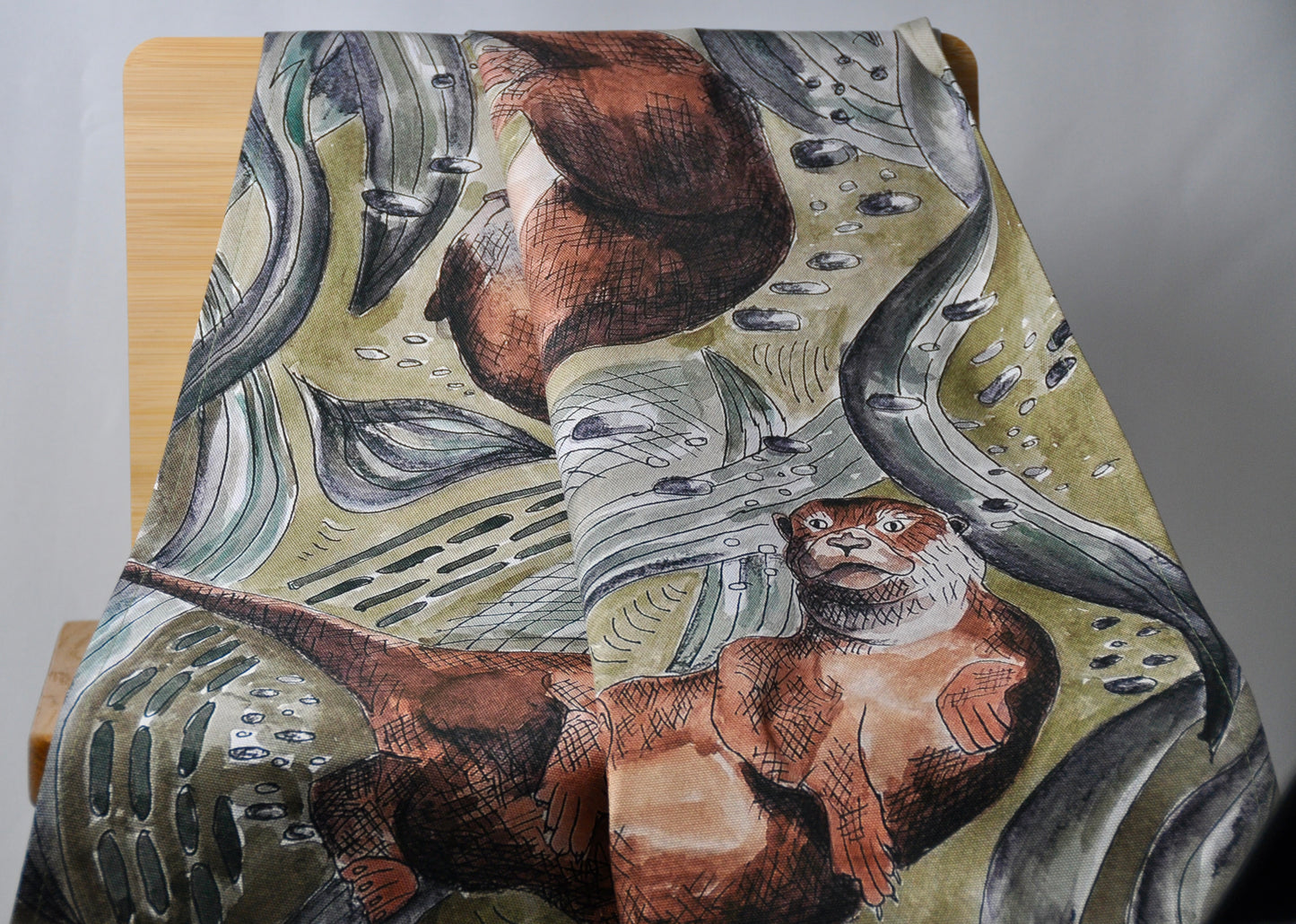 Otter Tea Towel - Handcrafted British Wildlife Design