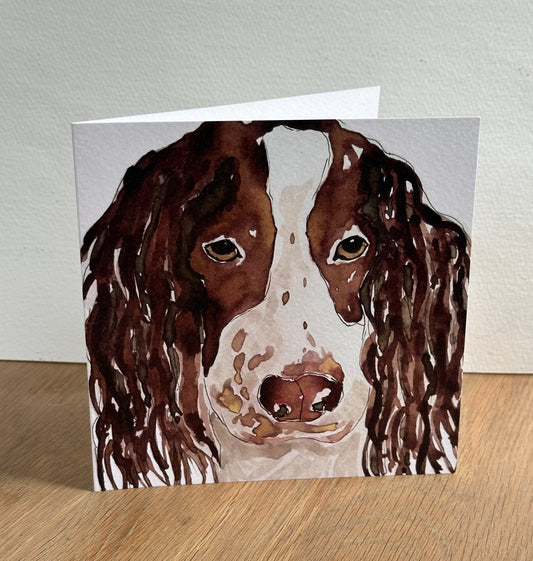 Springer Spaniel Greeting Card - British Dog Illustration Design