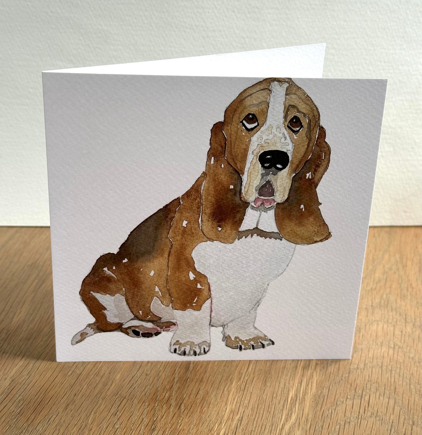 Basset Hound Greeting Card - British Dog Illustration Design