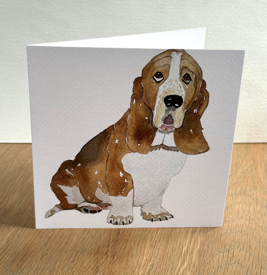 Basset Hound Greeting Card - British Dog Illustration Design