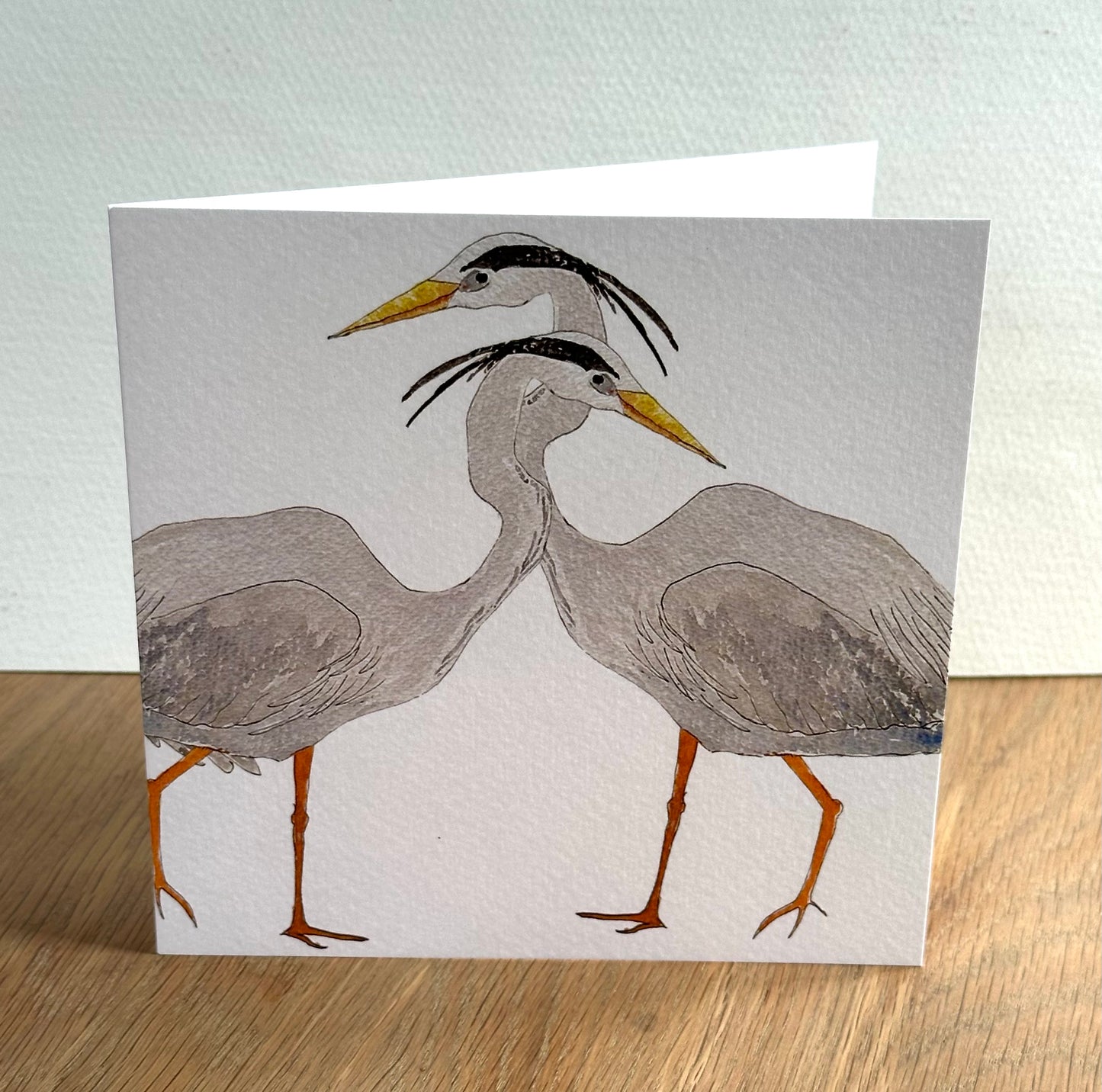 Heron Greeting Card - British Wildlife & Riverbank Illustration Design