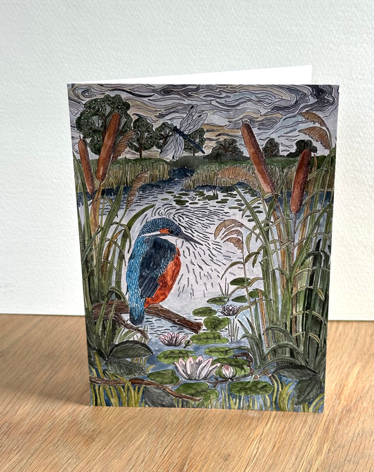 Kingfisher Greeting Card - British Wildlife & Coastal Design