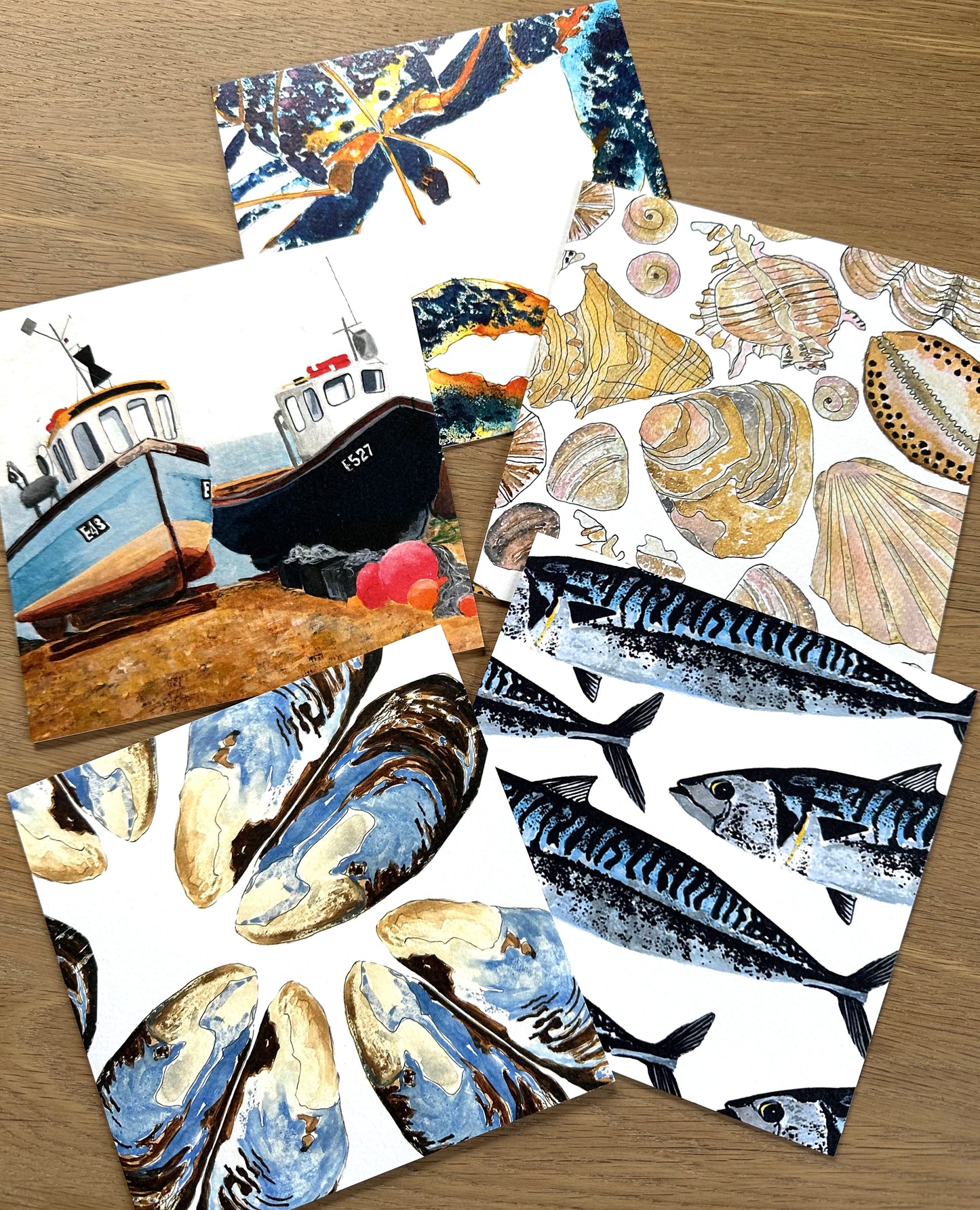 Fishing Boats Greeting Card - British Coastal Illustration Design