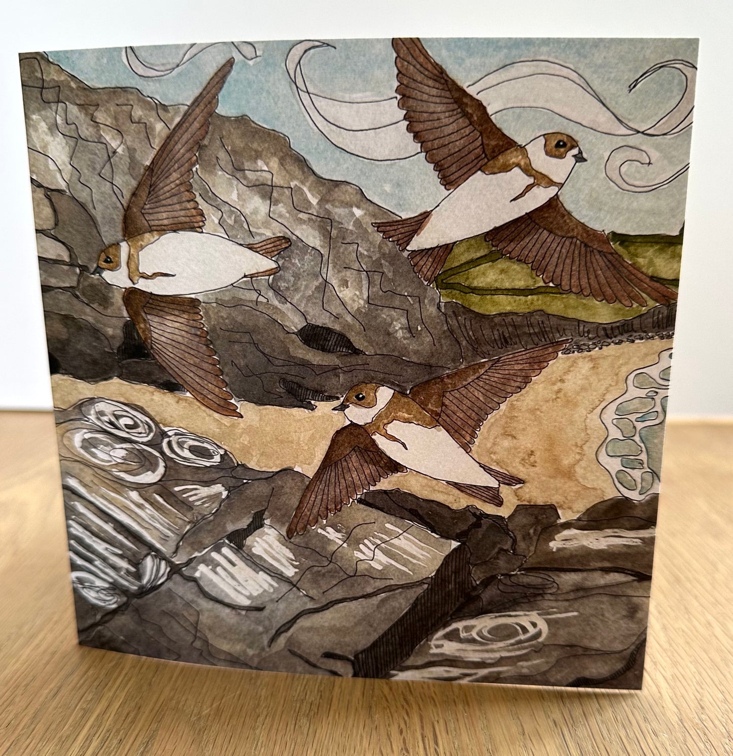 Sand Martins on the Cornish Coast Greetings Card