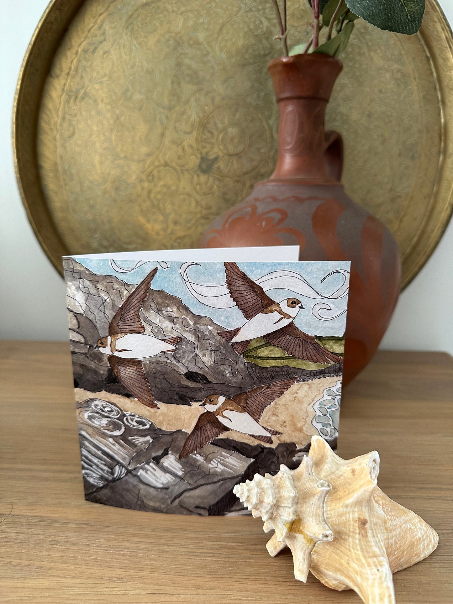 Sand Martins on the Cornish Coast Greetings Card