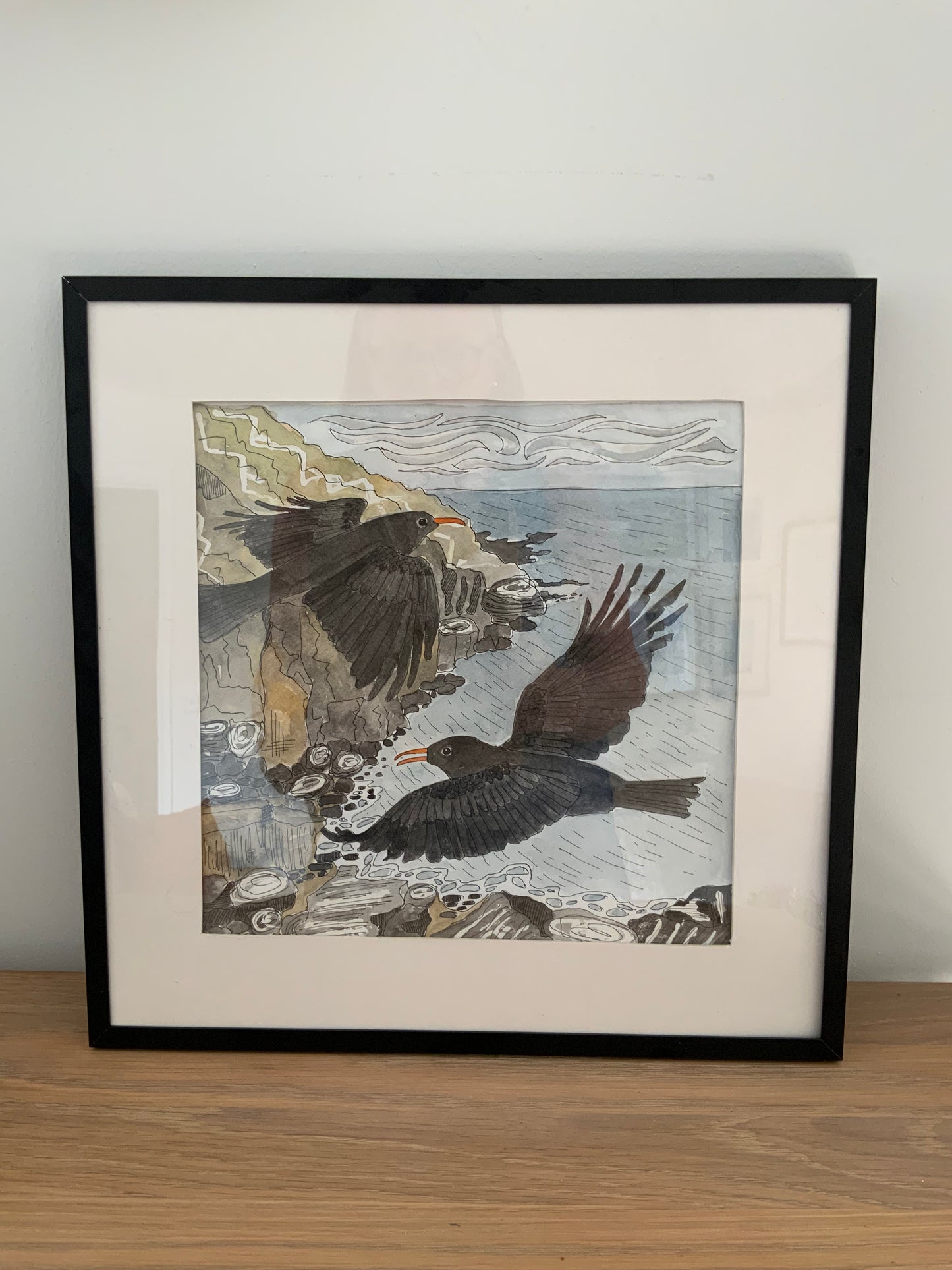 Clifftop Flight - Cornish Choughs  Print