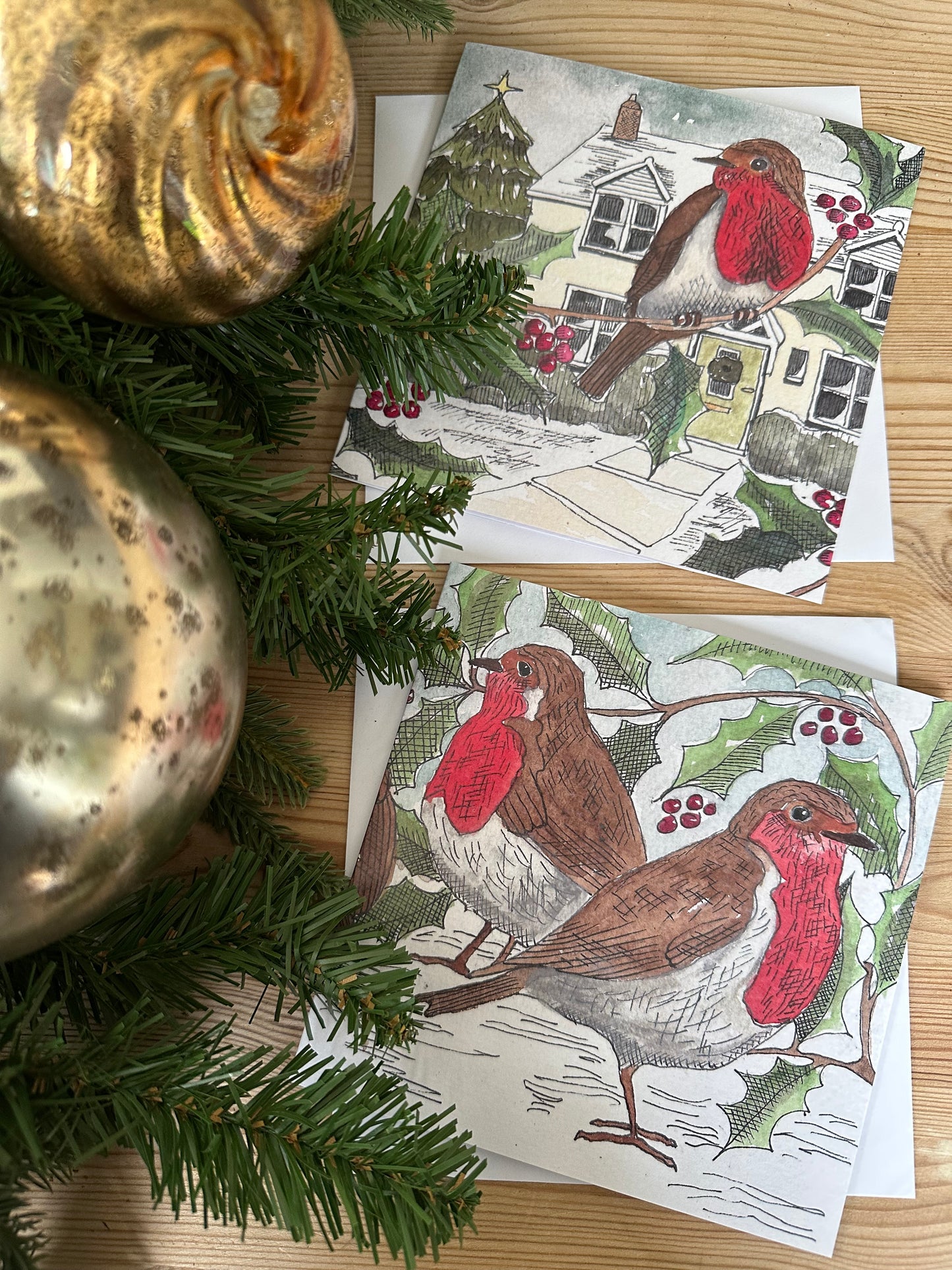 Robin in Winter - Pack of Six Hand-Drawn Christmas Cards