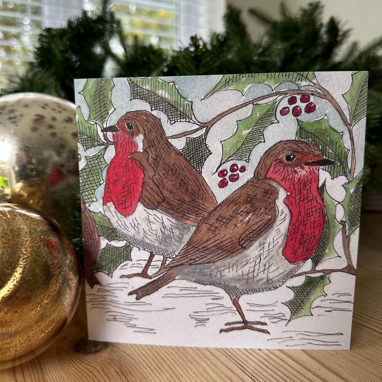 Robin in Winter - Pack of Six Hand-Drawn Christmas Cards