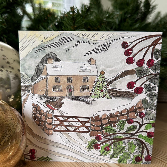 Winter Scene - Hand-Drawn Christmas Card
