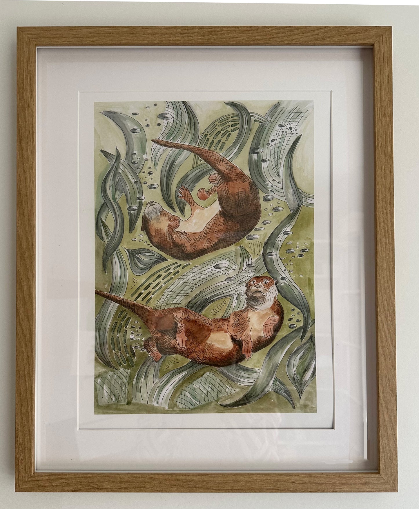 Otter Wall Art Print - British Wildlife Illustration - Nature Inspired Animal Artwork - UK Artist