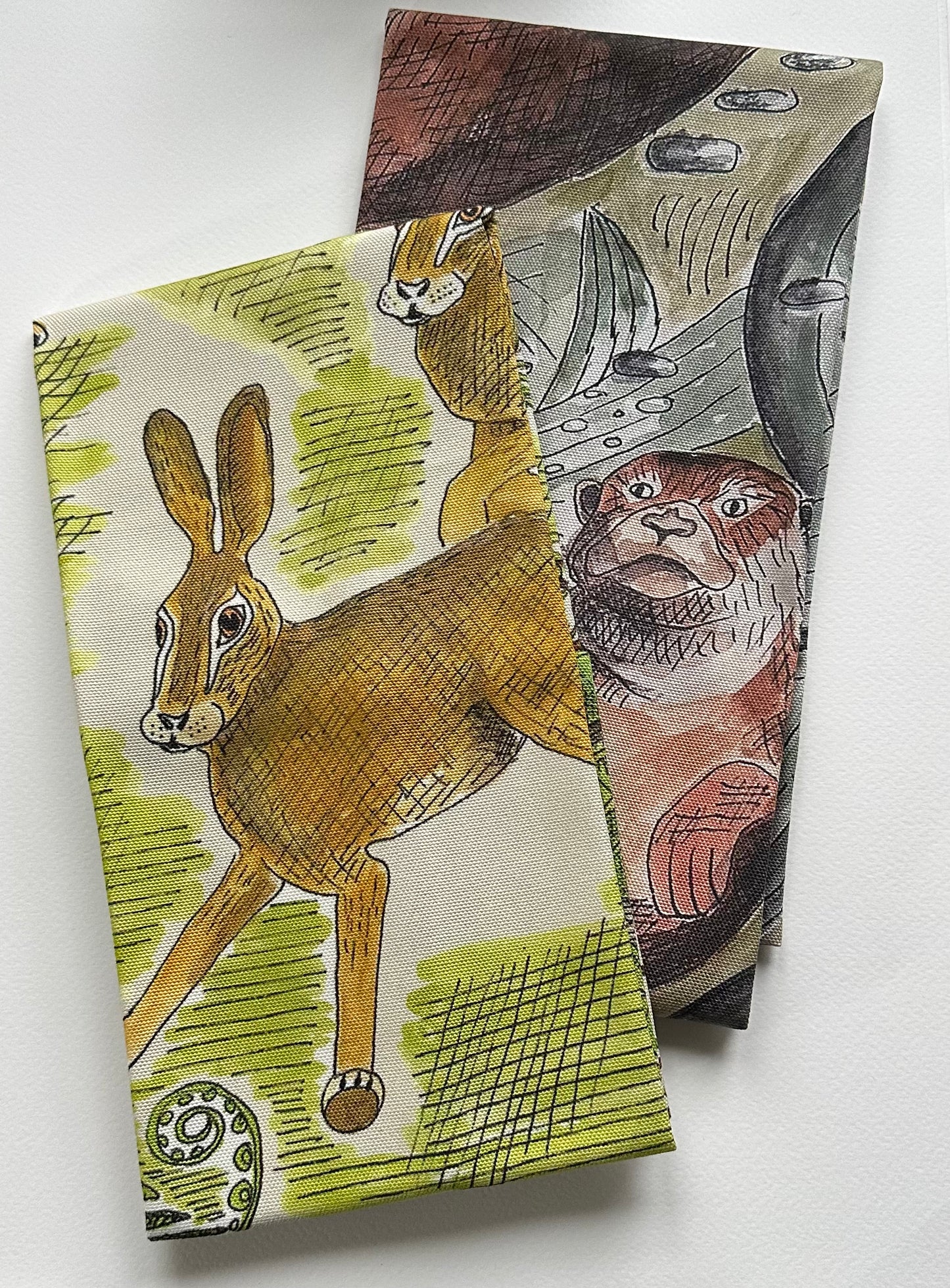 Hare and Otter Tea Towel Bundle