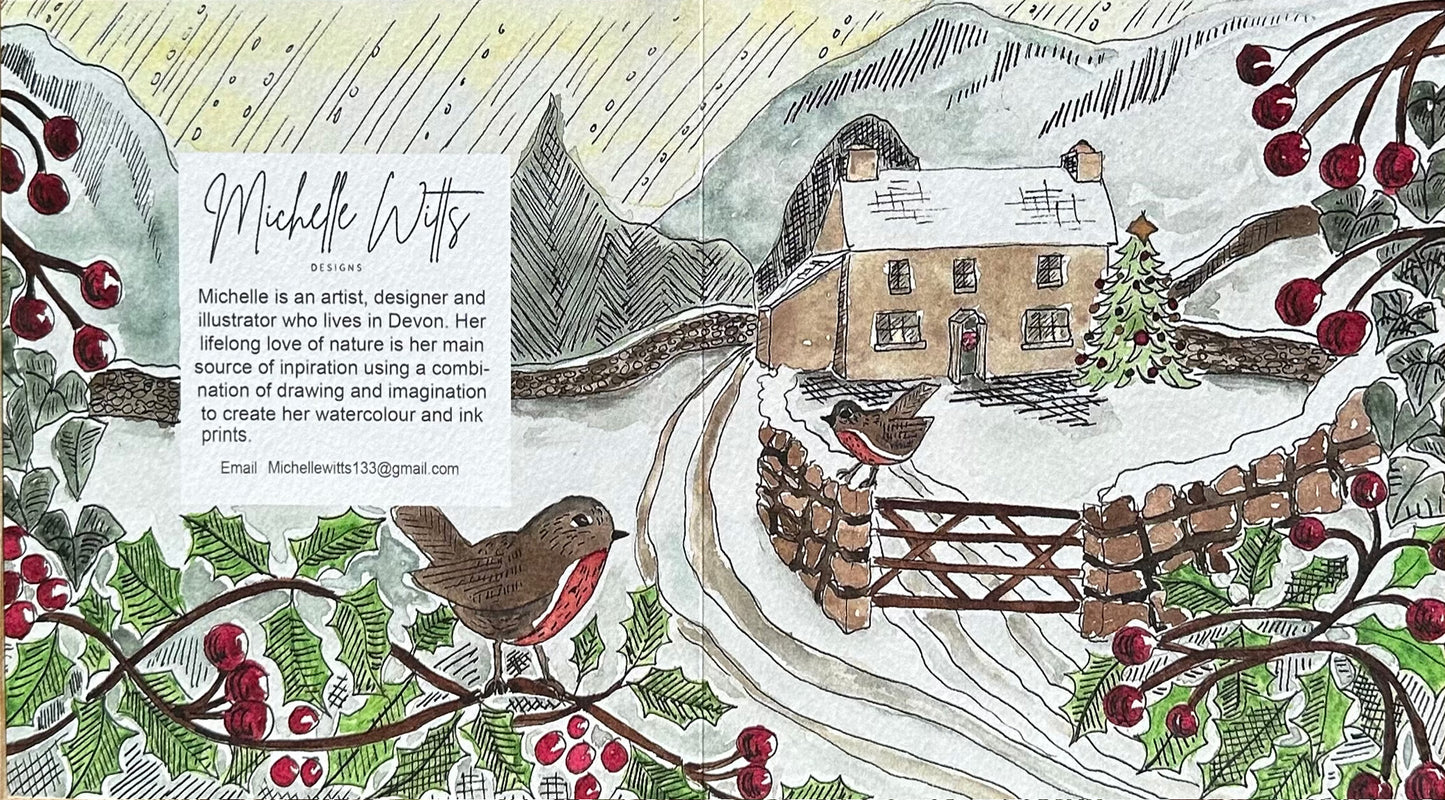 Winter Scene - Hand-Drawn Christmas Card