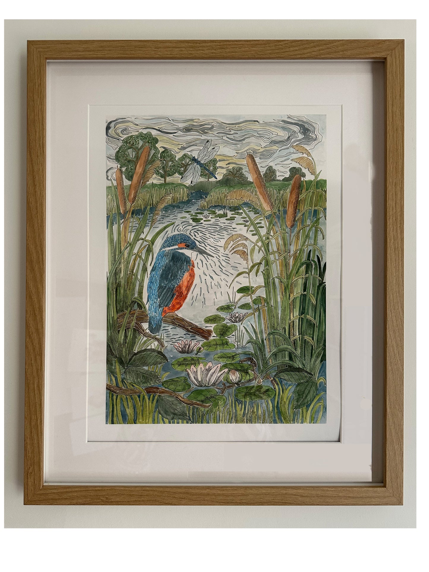Kingfisher Wall Art Print - British Wildlife Illustration,  Nature Inspired Bird Artwork - UK made gift