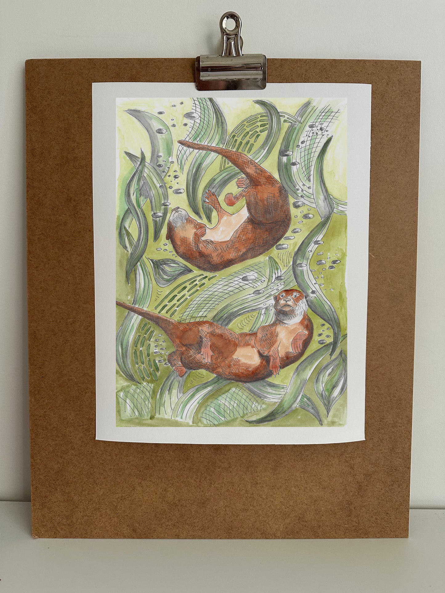 Otter Wall Art Print - British Wildlife Illustration - Nature Inspired Animal Artwork - UK Artist