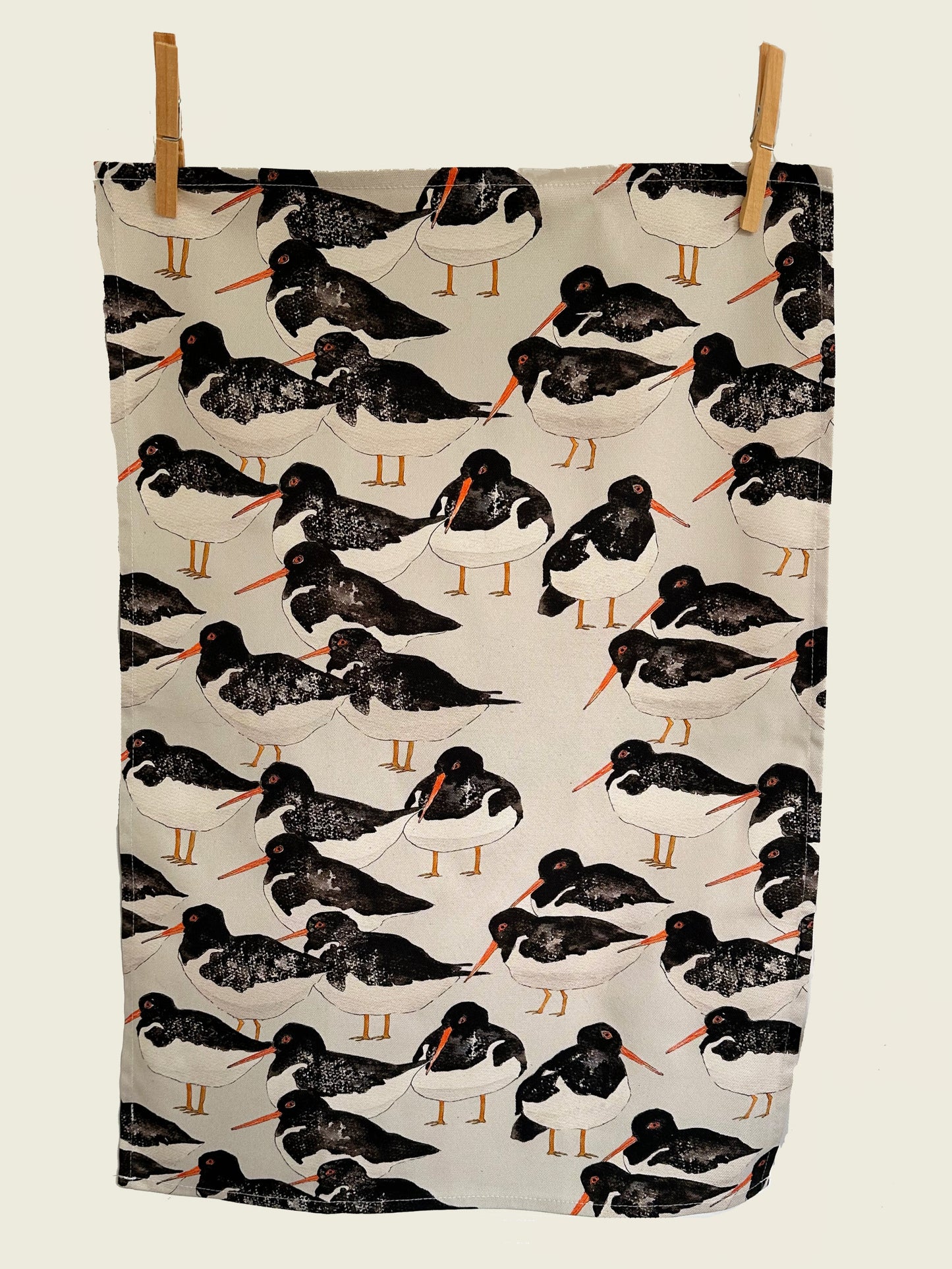 Oystercatcher Tea Towel - Handcrafted British Coastal Bird Design